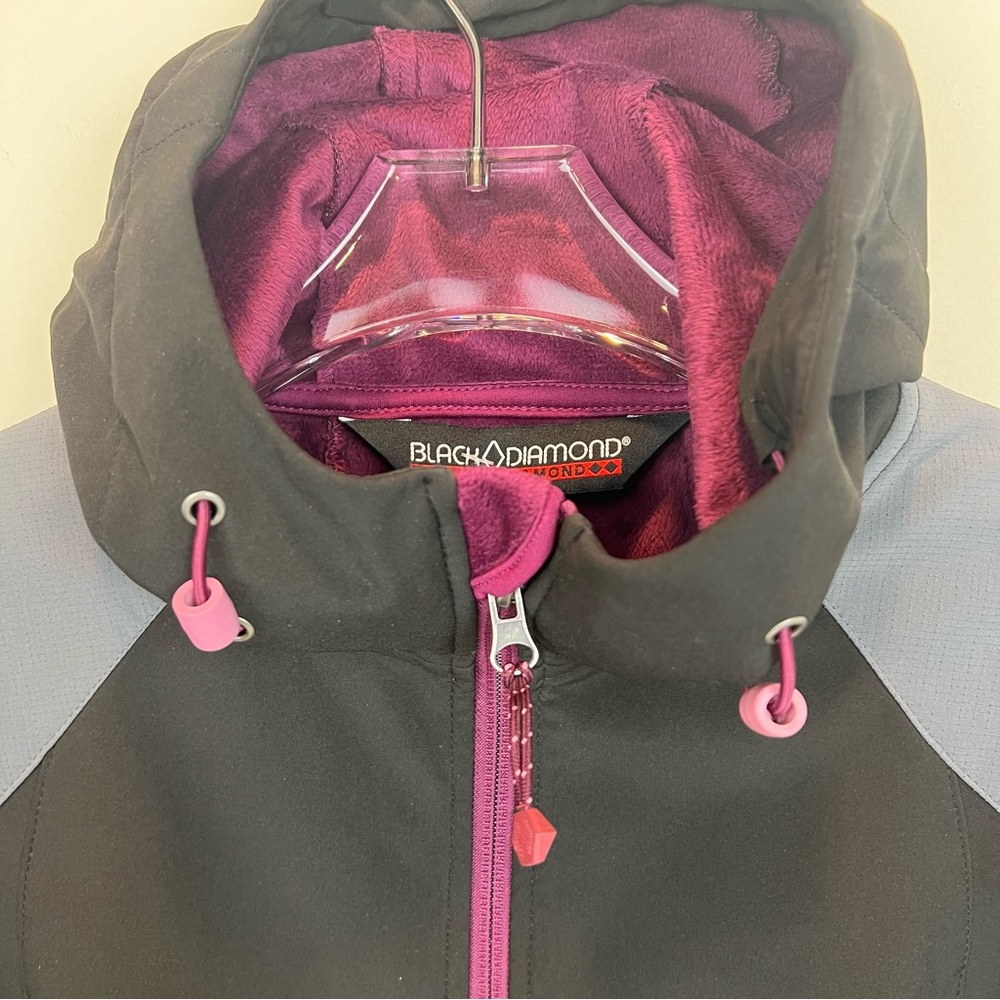Black Diamond Double Diamond Hooded Jacket Ski Snow Fleece Lined Womens M - Picture 6 of 9